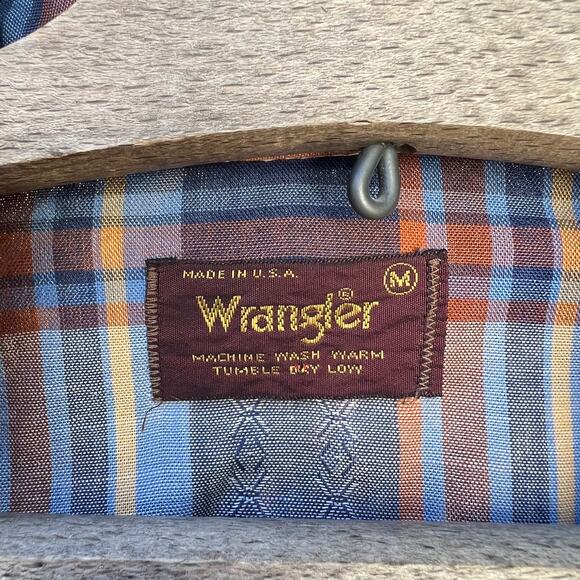 Vintage wrangler pearl snap western shirt brown blue - Picture 4 of 4